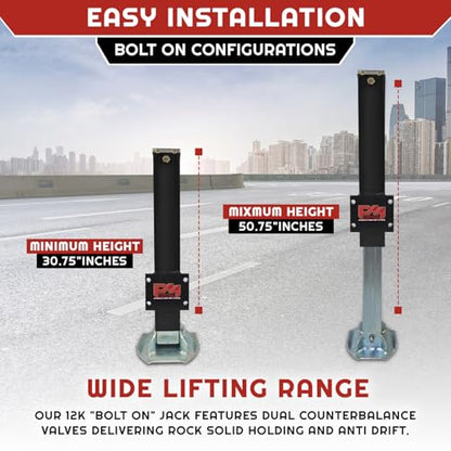 Primary Mover Hydraulic Trailer Jack (12,000 lb) - Power Jack 12K Double Acting, Lift Trailer Jack Stand (Jack Bracket) (12k Jack Bolt On) PFJ-12K-MB - style: 12k Jack "Bolt On"
