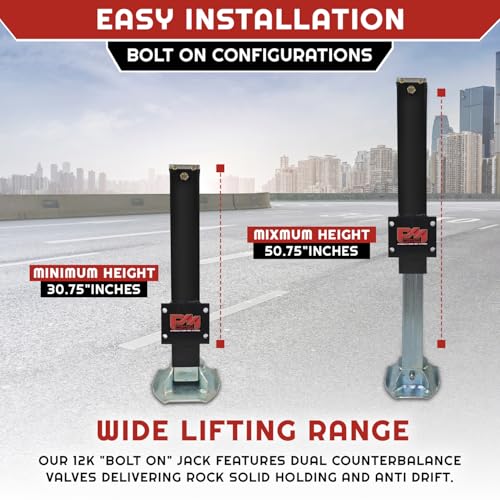 Primary Mover Hydraulic Trailer Jack (24,000 lb) - Power Jack 12K x 2 Double Acting, Lift Trailer Jack Stand & Hydraulic Jack Bracket kit with Hydraulic Power Unit (24k Jack Bolt On) PFJ-2-MB-ADS-K - style: 24k Jack "Bolt On"
