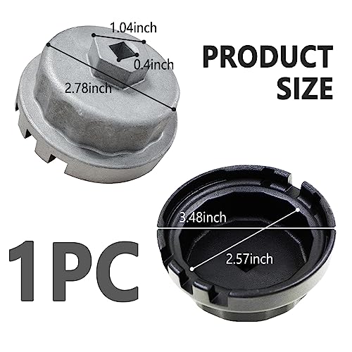 Oil Filter Wrench, 64mm, Heavy Duty, Compatible with Toyota, Camry, Tundra, Lexus, Sienna, RAV4, Highlander, Silver