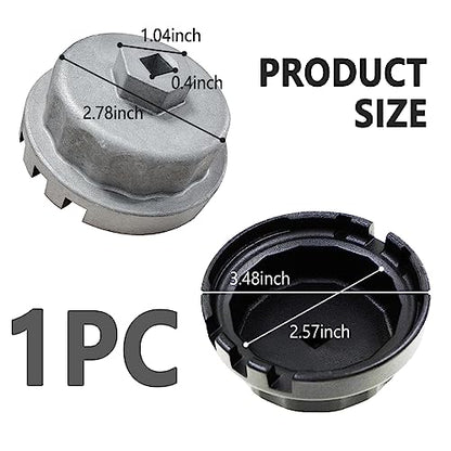 Oil Filter Wrench, 64mm, Heavy Duty, Compatible with Toyota, Camry, Tundra, Lexus, Sienna, RAV4, Highlander, Silver