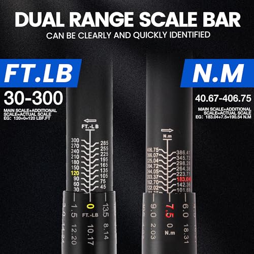 1/2-Inch Drive Click Torque Wrench, 30-300 ft-lb (40.7-406.8 Nm), ±3% Accuracy 72-Tooth Dual-Direction Ratchet, Mechanical Hand Tool for Lug Nuts, Tire Change, Truck & Auto Maintenance - size: 1/2" DR.『30-300 FT.LB』