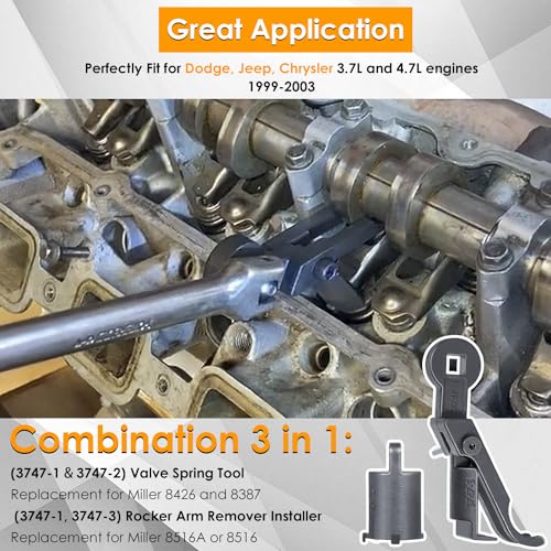 Rocker Arm Remover Installer & Valve Spring Compressor Tool for Chrysler, Dodge, Jeep 3.7L & 4.7L Engines 3747-123 10102 8426 8387 8516A