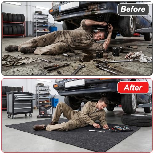 3pcs Garage Floor Mat Oil Spill Mat for Under Car, 36x60in Absorbent Oil Drip Pan, Reusable Oils Pads with PE Backing, Protects Driveway from Leaks & Stains, Deep Gray