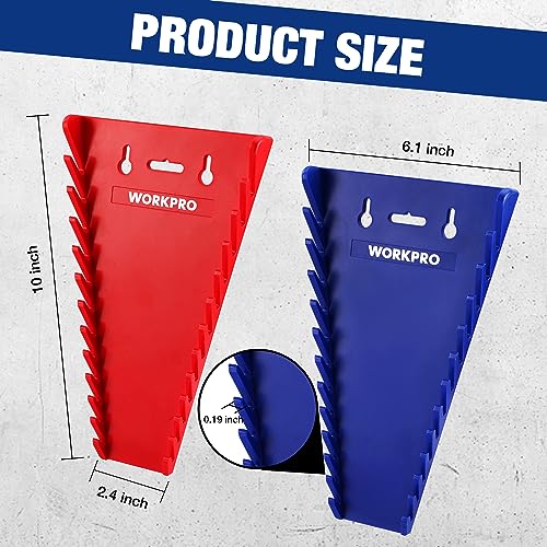 WORKPRO 2-Pack Magnetic Wrench Organizer, 12-Piece Wrench Holder Set | for Tool Box Drawer, Wrench Rack Tool Trays SAE (1/4" - 15/16") and Metric (6mm-24mm) - style: Magnetic Wrench Organizer(2PC)