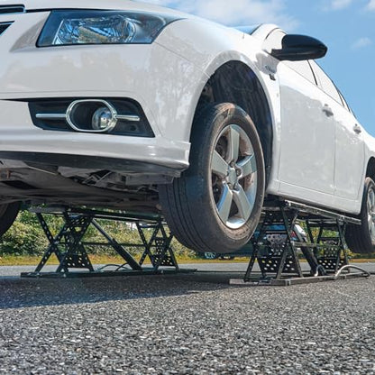 VEVOR Portable Car Lift - 7,000 LBS Capacity, 26.8" Max. Height, Heavy-Duty Carbon Steel Truck Lift with 120V Power Unit | 26.8" Max Height, Extended-Length Plates, Heavy-Duty Carbon Steel, 120V Power Unit, For Home Garage Shop