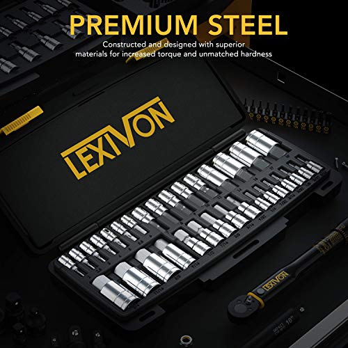 LEXIVON Premium Master HEX Bit Socket Set, Complete 32-Piece, SAE and Metric Set + Premium Master Torx Bit and Socket Set, 25-Piece, Bit Socket T8-T60 & E-Torx E4-E22