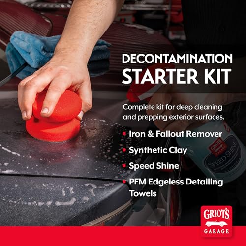 Griot's Garage Car Surface Cleaning Kit, Includes Iron and Fallout Remover, Brilliant Finish Synthetic Detailing Clay Pad, Speed Shine Auto Detailer, 3 PFM Edgeless Detailing Towels, 11699