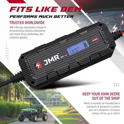 JMR 12V Battery Charger for John Deere, 12V Cig. Port, Add Lithium Mode | Trickle Charger Conditioner Maintainer For Gator Buck DB120 Timberjack All Models - size: Add Lithium Mode