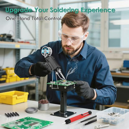 Soldering Iron gun Kit,60W Auto Feed Soldering Kit with Adjustable Temperature LCD Display,Wire,Tip Cleaner,5 Tips,Pump,Tweezers for Electronic PCB Repair,DIY - style: Gun