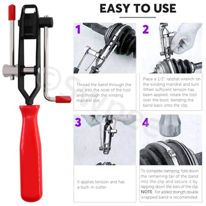 Swpeet 18Pcs CV Boot Clamps Kit with CV Joint Clamp Banding Tool, CV Joint Boot Clamp Pliers, 16Pcs Crimp Bands, for Most Cars - style: Adjustable CV Boot Band Clamps with Boot Clamp Tool and Pliers