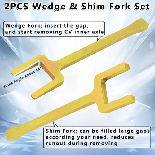 12020 Axle Popper Kit 2PC CV Axle Removal Tool for Most FWD Front Wheel Drive Vehicles Removing Stuck Half Shaft Fixing Damaged CV Joints CV Axle Puller, Gold