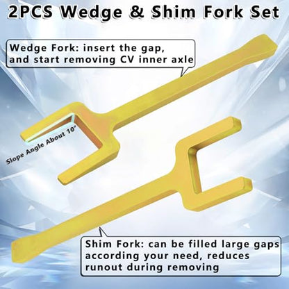 12020 Axle Popper Kit 2PC CV Axle Removal Tool for Most FWD Front Wheel Drive Vehicles Removing Stuck Half Shaft Fixing Damaged CV Joints CV Axle Puller, Gold