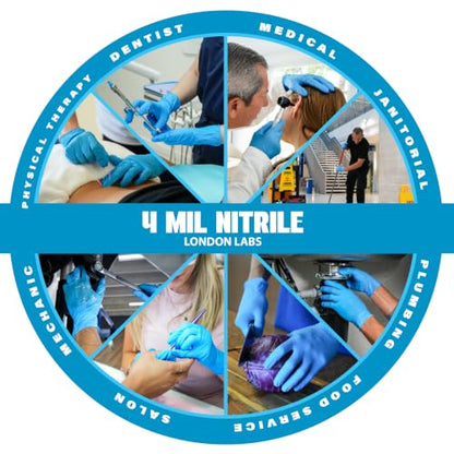London Labs Synsafe 4 Mil - Blue Nitrile Exam Gloves –Disposable Latex Free & Powder Free – Extra Strong, Rubber Gloves - size: X-Small, style: 1 Pallet (105 Cases)