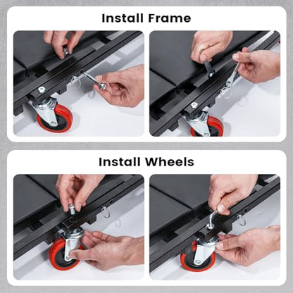 KROAK Creeper, 40 Inches 4 in 1 Z Creeper Seat 2025 Upgraded 450 lbs Capacity Garage Chair Adjustable Rolling Folding Car Creeper with 6 pcs 3" Wheels,Lay Down or Sit for Garage, Shop, Auto Repair
