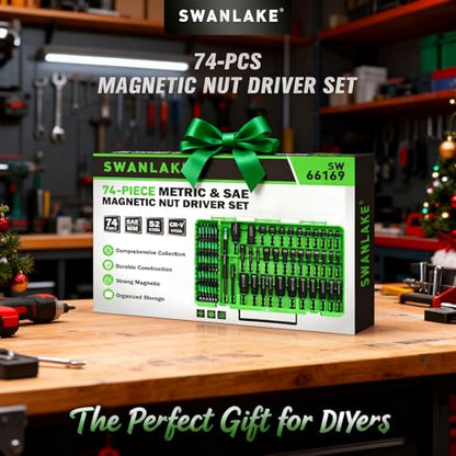 74-Piece Magnetic Nut Driver Set for Impact Drill Metric & SAE, Impact Socket Adapter, Power Bits with Magnetic Holder, Wing Nut Driver, Universal Socket, 1/4'' Quick-change Bit Extension - style: Multi-Use Kit