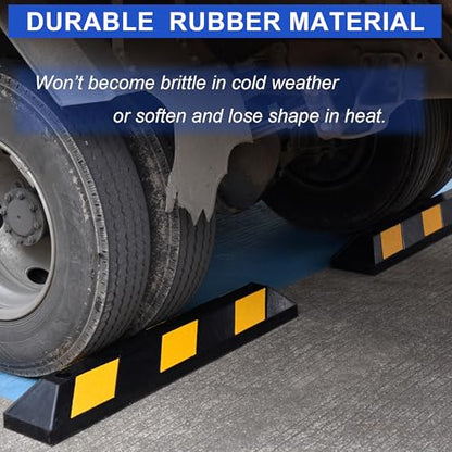 OrangeStar 2-Pack 36" Rubber Parking Curbs | Heavy Duty Vehicle Wheel Stopper, Garage Parking Aid with Yellow Reflective Stripes for Car, Truck, Trailer - size: 36in (2-Pack)