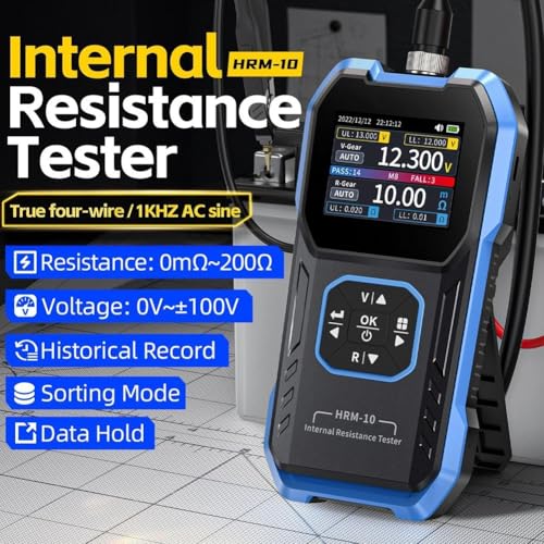 HRM-10 Voltage Internal Resistance Tester, Automatic Voltage Meter, TFT High-Definition Screen Car Tester, 100V 200Ω, Digital Analyzer - size: 1*Battery Holder(C)
