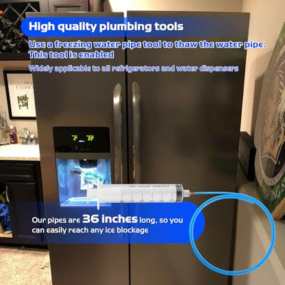 Refrigerator Cleaning Tool Kit - Frozen Water Pipe Tool 36in | for Quickly and Easily Unfreeze Your Frozen Refrigerator Water Dispenser Line In Minutes, Universal Fit All Fridge Brands