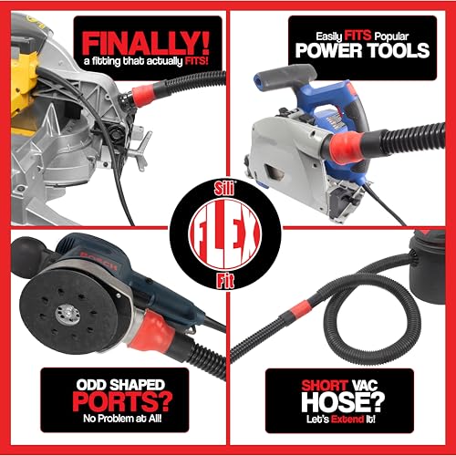10 Foot Long Power Tool Hose w/ 5 Fittings & 3 Sili Flex Fit Fittings - size: Hose w/ 8 Fittings
