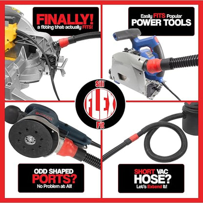 10 Foot Long Dust Collection Power Tool Hose Kit with 8 Attachments - size: Hose w/ 8 Fittings