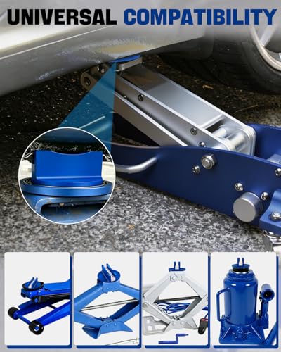 Magnetic Pinch Weld Jack Pad (Blue, 2 Pack) | 0.47’’ Slotted, Aluminum, Jack Pad for Frame Protection, Universal Pinch Weld Adapter for Car SUV Truck - color: Blue 2 Pack
