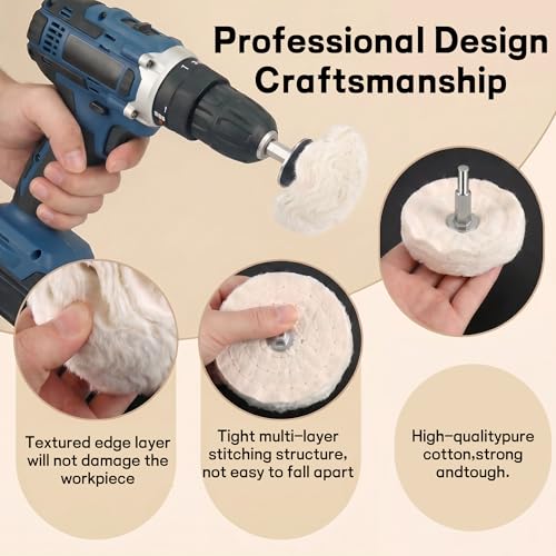 3-in-1 Wool Felt Flap Disc, Cotton Buffing Wheel & Polishing Compound Kit, 4-1/2" x 7/8" Arbor Wool Polishing Wheel for Angle Grinder, Metal Polishing Kit for Aluminum, Jewelry, etc