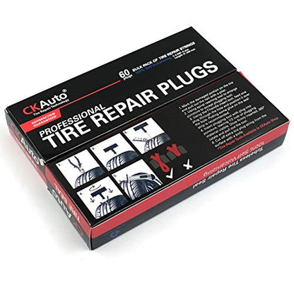 CKAuto 60pcs 4" Black Tire Repair Strings, Automotive Tool Tire Repair Plugs for Tubeless Off-Road Tires Car, Bike, ATV, UTV, Wheelbarrow, Mower - color: Black, size: 4" x φ0.236" 60pcs