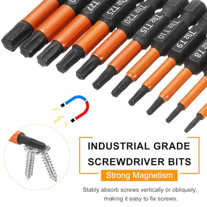 HARFINGTON 3pcs T15 Torx Head Screwdriver Bit 2.56" (65mm) Long 1/4" Hex Shank Magnetic No Hole Tamper Proof 6 Point Star Screw Driver Drill Bits Phosphate S2 Steel Industrial Power Tools - size: T15