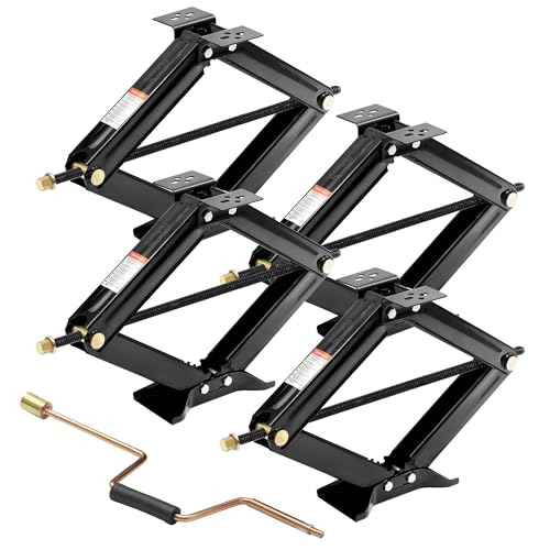 RV Scissor Jack Stabilizer 6500lb Heavy Duty 24" RV Trailer Stabilizer Leveling Scissor Jack for RV Camper with Crank Handle - 4Pack - size: 24’‘ 4pc