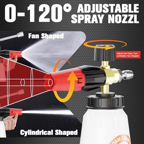 Pressure Washer Gun with Foam Cannon Kit, 1/4" Quick Connect, 5 Spray Nozzles, 1000-4000 PSI Pressure Washer Accessories, M22-14 Adapter & 3/8" Swivel Quick Connector for Car Wash & House Cleaning