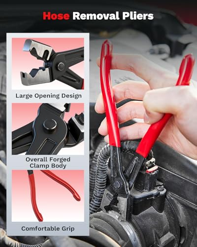 Saker Electrical Disconnect Pliers Electrical Connector Removal Tool – 5PCS Automotive Hose Clamp Tool Set for DIY Car Owners, Safe Electrical Connector Removal, Tight Engine Bay Repair & Maintenance - size: 5PCS