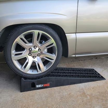 Car Service Ramps for Oil Change, 7,500 lb GAWR, 6.5" Lift, Underbody Access, Black Widow, Pair