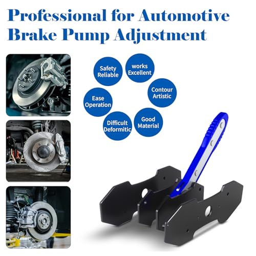 Brake Caliper Press Tool Kit, Ratcheting Piston Spreader with 2 Steel Plates, Practical Caliper Piston Compressor Tool for Repairing Disc Brakes Includes Hangers/Measuring Tools (Blue)