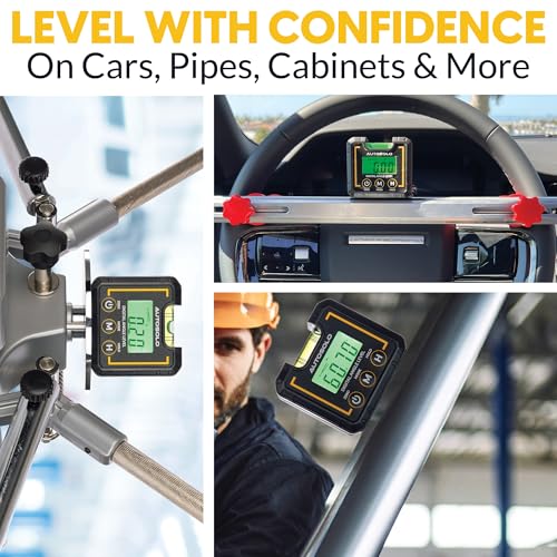 Digital Angle Level Gauge ±0.1° Accuracy - 4-in-1 Magnetic Inclinometer for Camber Caster Alignment Tool & Construction
