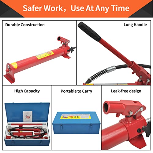 20 Ton Porta Power Hydraulic Jack 2M(78.7in) Welded Car Bottle Auto | Body Frame Repair Kit Air Pump Lift Ram for Load Truck Bed Unloader Farm and Oil Hose Hydraulic Ram Equipment Construction - size: 20 Ton