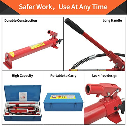 20 Ton Porta Power Hydraulic Jack 2M(78.7in) Welded Car Bottle Auto | Body Frame Repair Kit Air Pump Lift Ram for Load Truck Bed Unloader Farm and Oil Hose Hydraulic Ram Equipment Construction - size: 20 Ton