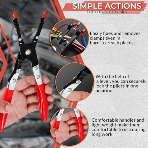 Car Wire Soldering Pliers 9.5 Inch – Carbon Steel Welding Pliers with Non-Slip Grip – Comfortable Design for DIY Soldering, Electrical & Welding Tasks – Precision Tool for Secure Wire Handling - color: Black & Red Soldering Aid Pliers Grip