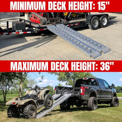 GEN-Y Hitch Extreme Duty Aluminum Loading Ramps, 8 ft x 15", 14,000 lb | Hybrid hook & plate ends grip car-hauler decks; serrated cross rungs; 7,000 lb capacity each; AWS-welded build; USA made - size: 8 ft