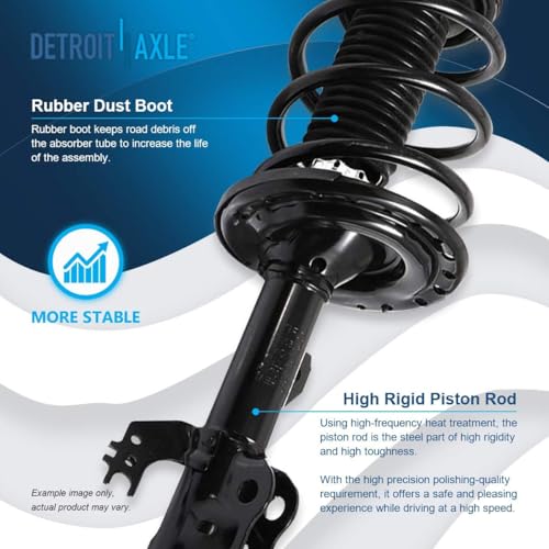 Detroit Axle - 2.5L Front 4pc Steering Knuckles Kit for 12-17 Toyota Camry, 2 Steering Knuckles & Wheel Bearing Hubs 2 Struts w/Coil Spring 2012 2013 2014 2015 2016 2017 Replacement Suspension - size: 4QU48648/ Big strut kit