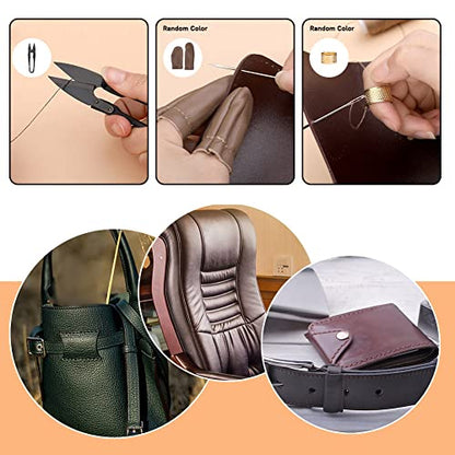 ZXIIXZ 40 Pcs Sewing Kit, Heavy Duty Sewing Kit for Adults | Leather Working Kits with 8 Colors Upholstery Thread, Upholstery Needles, Scratch Awl for Carseat, Backpack, Shoes