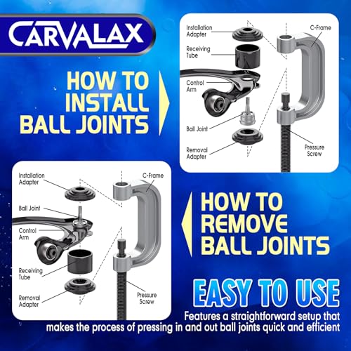 CARVALAX 23-Piece Ball Joint Press Kit | Ball Joint Removal Tool Kit w/Universal Adapters and Sockets for Most 2WD/4WD Cars, Trucks and SUVs - size: 23PC