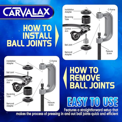 CARVALAX 23-Piece Ball Joint Press Kit | Ball Joint Removal Tool Kit w/Universal Adapters and Sockets for Most 2WD/4WD Cars, Trucks and SUVs - size: 23PC