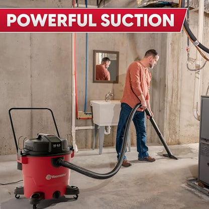 Vacmaster 16-Gallon 6.5 Peak HP† Wet/Dry Vacuum – VJH1612PF 1101, Red - size: 16 Gallon
