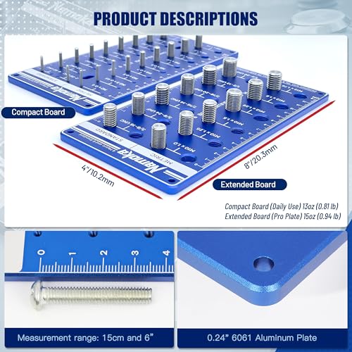 Thread Checker, 31-Size Dual-Panel Aluminum Gauge with 304 Stainless Steel Pins, SAE & Metric Nut and Bolt Size Finder, Heavy-Duty Fastener Identifier for Mechanics, DIY, Workshop - size: 31 Thread Checker-S02
