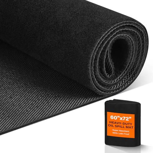 Heavy Duty Oil Mat for Driveway, 60 x 72 Inch Garage Mat for Under Car | Premium Oil Change Mat, Rubber Backing Non-Slip and Waterproof, Absorbent Pads Protect Your Floor from Spills, Oil Drips - size: 60x72in