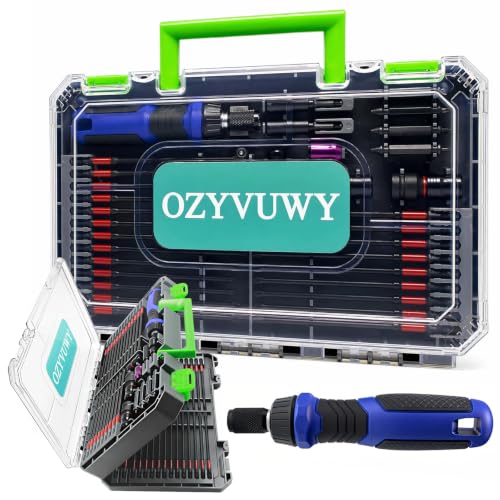 6-Inch Long Screwdriver Bit Set, 63-Pcs Impact Screwdriver Bits Set, Magnetic S2 Steel, 1/4" Hex Shank, Torx/Phillips/Hex/Nut Driver Bits with Organized Storage Case