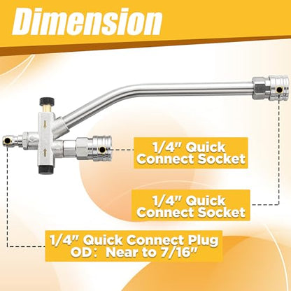 Tool Daily Pressure Washer Foam Cannon with Dual Connector, 1.5 Liter | Adjustable Soap Cannon with M22-14mm and 1/4” Quick Connect Fittings, Wide Mouth, Additional Orifice Nozzle 1.1mm, 3600 PSI - color: Grey, Yellow