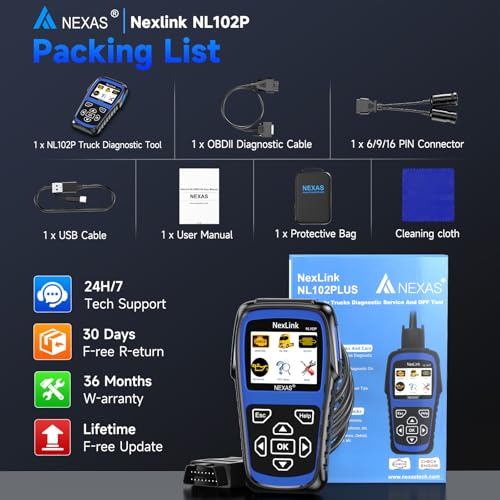 NEXAS NL102P Heavy Duty Truck Scanner with DPF Regeneration | Full System Diagnostics, Supports J1939/J1708 Protocols, Compatible with Freightliner, Peterbilt, Volvo and more, Free Update - size: truck scanner