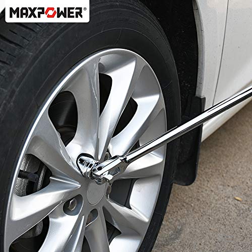 MAXPOWER 1/2-Inch and 3/8-Inch Drive Dual-drive 24-Inch Breaker Bar Flex Handle - size: 24 inch Dual Drive 3/8"+1/2"