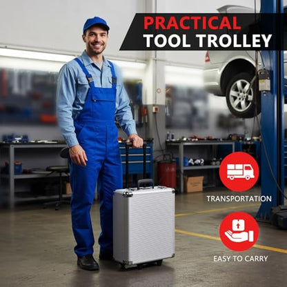 TLGREEN 799pcs Mechanic Tool Set with Aluminum Trolley Case,Home Repair Tool kit,Complete Tool Box Set for Home,Automotive,Dorm,Garage - color: Silver